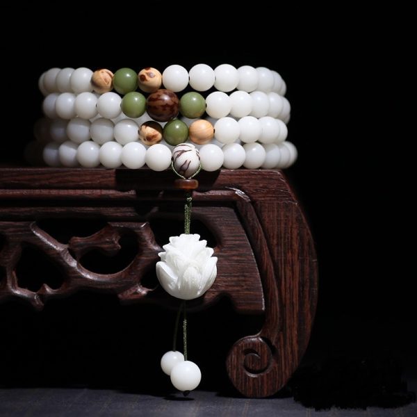 White Jade Bodhi Beads Long Bracelet