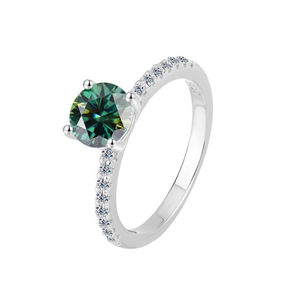 Moissanite Ring Female S925 Sterling Silver Ring Four-claw Micro-inlaid