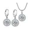 Simple Micro-inlaid Crystal Zircon Jewelry Two-piece Set