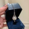 French Zircon Net Bag Pearl Pendant Necklace