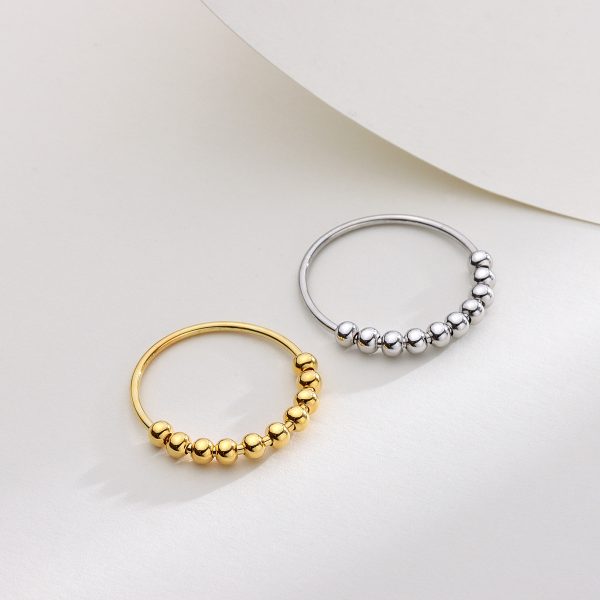 S925 Sterling Silver Ten Beads Relieve Anxiety Lucky Ring