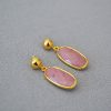 Oval Carved Real Stone Natural Stone Stud Earrings