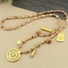 New Chinese Style National Style  Gold Tiger Eye Long Necklace