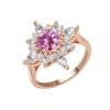 18K Gold Plating Beautiful Diamond Flower Ring