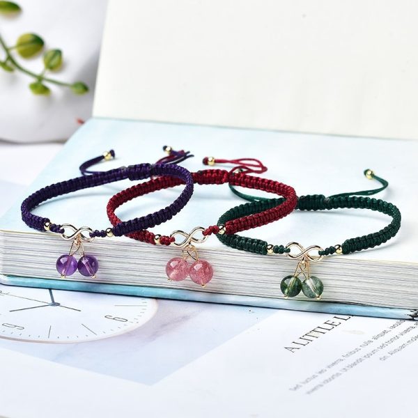 Natural Strawberry Quartz Cherry Bracelet For Women