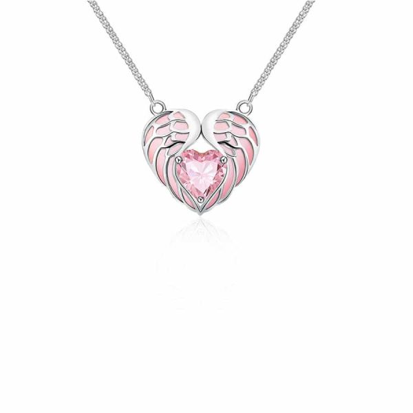 Angel Wings Heart-shaped Collarbone Necklace Angel Wings Oil Dripping Lady