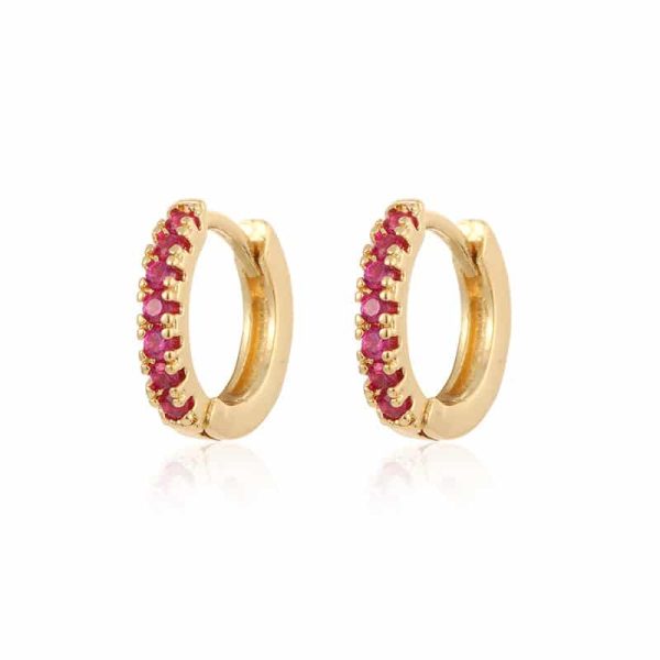European And American Ins Round Micro-set Color Zircon Ear Buckle