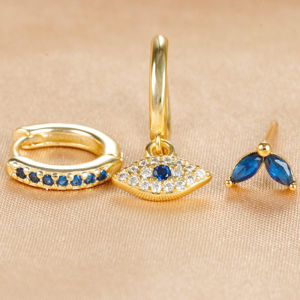 Lady Temperament Trendy Earrings Buckle Stud 3-piece Set