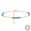 S925 Fine Silver Choker And Turquoise Combination Anklet For Women