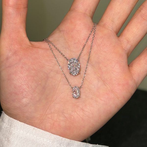 S925 Sterling Silver Necklace Women's Oval