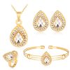 Necklace Set Exquisite Alloy Multi-color Water Drop Necklace Earrings Jewelry Four-piece Set