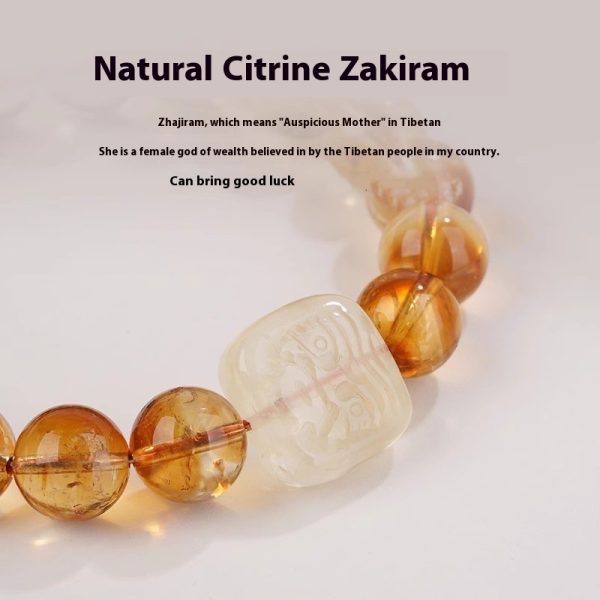 Women's Ethnic Style Carved Citrine Bracelet
