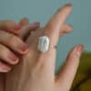 Natural Shaped Square Baroque Pearl Ring Whole Body 925 Silver Simple Elegant Girls JZ1519