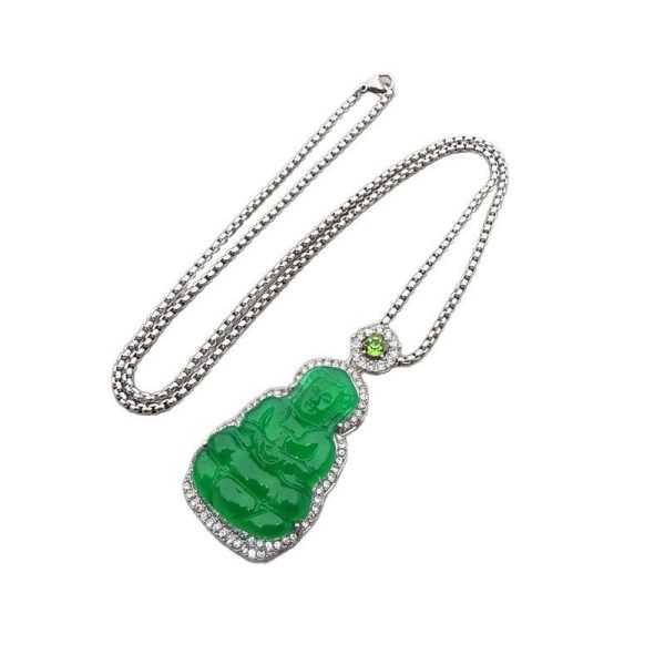 8bac7625-3b41-4107-89a3-98dab1912b65.jpg Artificial Chalcedony Lucky Pendant Pendant Emerald Green Safety-blessing Card Necklace Temperament