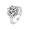 S925 Sterling Silver Wedding Ring Luxury Light Luxury Flower Ring High Carbon Rhinestone Ring