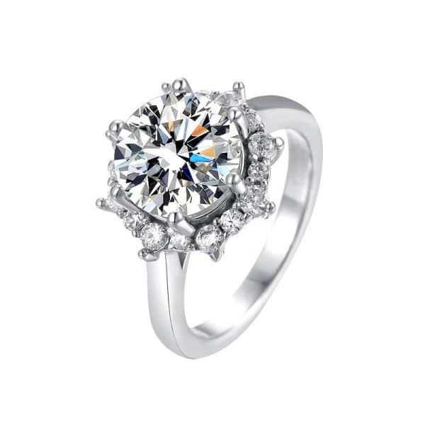 S925 Sterling Silver Wedding Ring Luxury Light Luxury Flower Ring High Carbon Rhinestone Ring