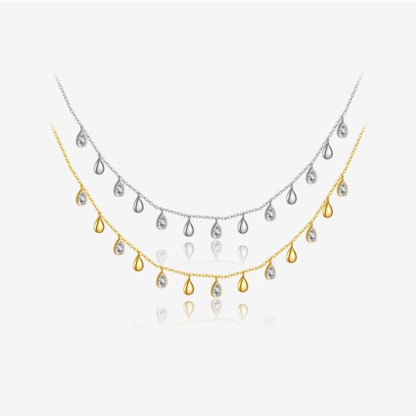 S925 Sterling Silver Pear-shaped Zircon Hanging Scarf Long Necklace