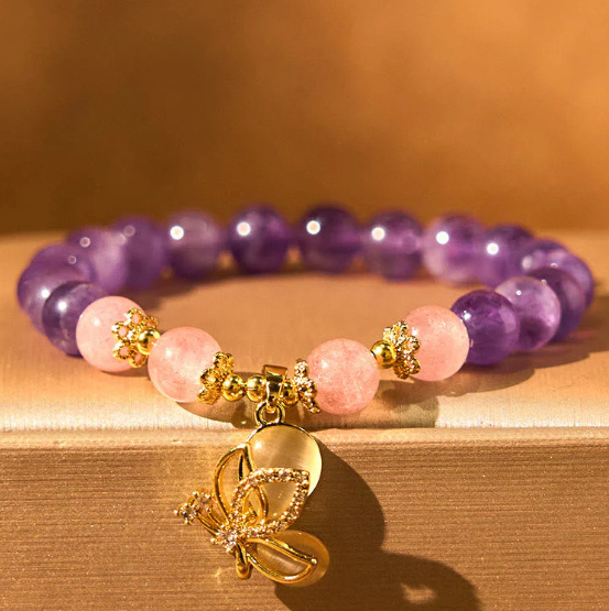 Natural Amethyst Bracelet Grape Beaded Bracelet