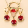 New Earrings Ring Necklace Three-piece Jewelry Set Round Zircon