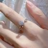 Moissanite Ring Women's Sterling Silver Platinum Niche
