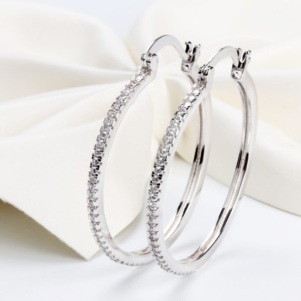 Large Circle Inlaid Zircon Earrings Women Exaggerated