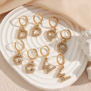 8bfa603d-484c-41b1-b5c4-6277b67722e7.jpg 18K Gold Plated Micro Set Zircon Letter Earrings For Women