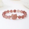 Natural Stone Cat Head Bracelet Gray Moonlight