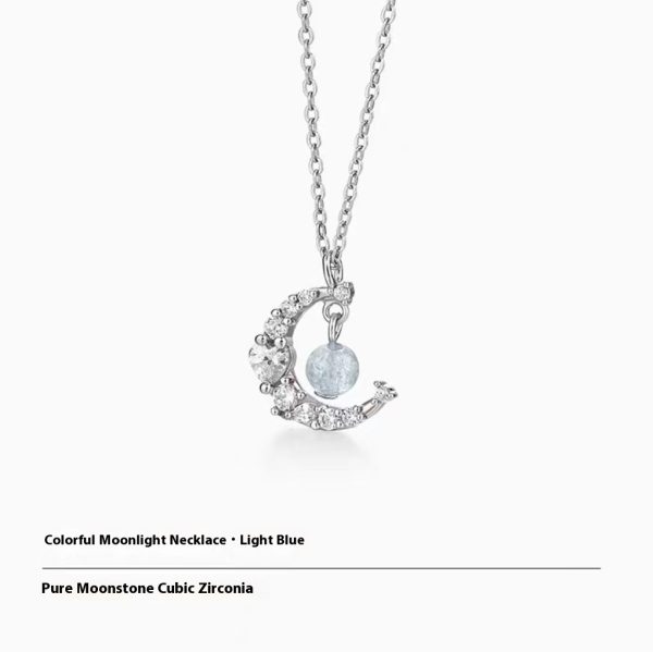 Star Moon Love Magic Color Strawberry Quartz Ins Light Luxury Moonstone Necklace For Women