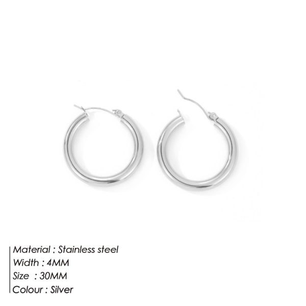 Simple Circle Earrings Stainless Steel Jewelry