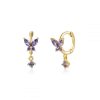 S925 Silver Needle Set Zircon Butterfly Earrings
