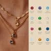 Stainless Steel Twelve Birthday Stone Necklace 12 Birthday Stone Love Pendant Moon Stone Women's Gift Jewelry