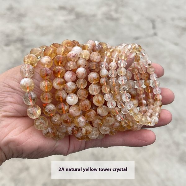 Natural Snowflake Yellow Tower Crystal Honey Milk-in-water Bracelet