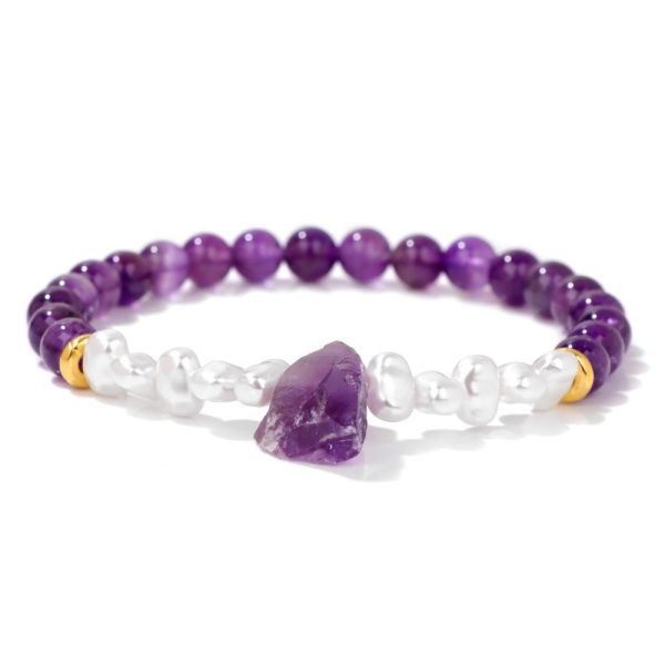 Women's Natural Imitation Sunstone Amethyst Bead Bracelet