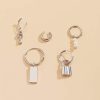 Trendy Mix And Match Geometric Square Brand Lock Set Earrings