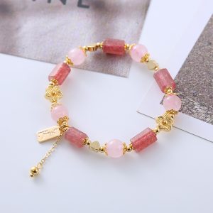Strawberry Crystal Sweet Bracelet With A Little Heart