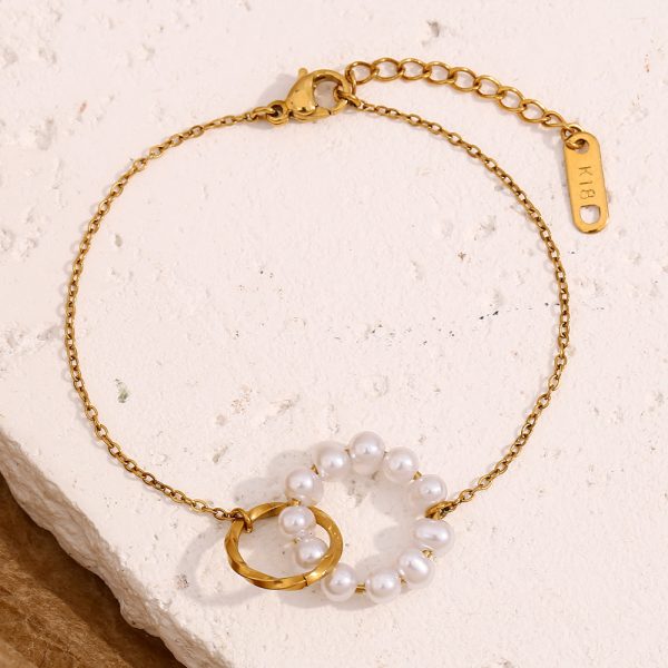 Stainless Steel 18K Gold Plating Double Ring Bracelet
