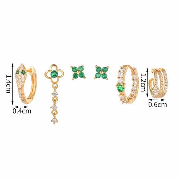 High-end Summer New Green Zircon Earrings Set