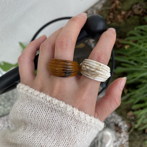Chinese Style Irregular Resin Wide Ring