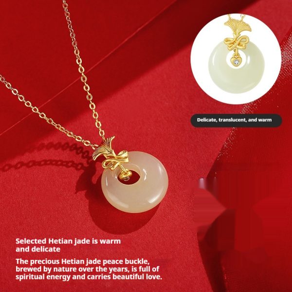 Natural Hetian Jade Necklace Women's S925 Sterling Silver Carnation Pendant