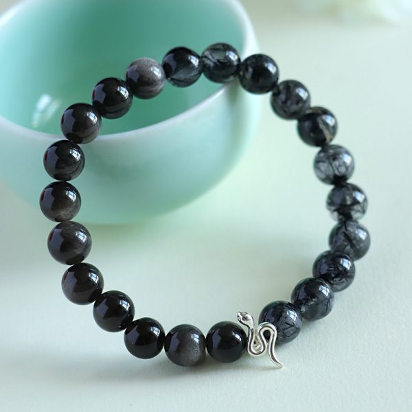925 Silver Snake Beaded Couple Bracelet Female