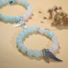 Original White Stone Chalcedony Bracelet Angel Wings Cool High Sense