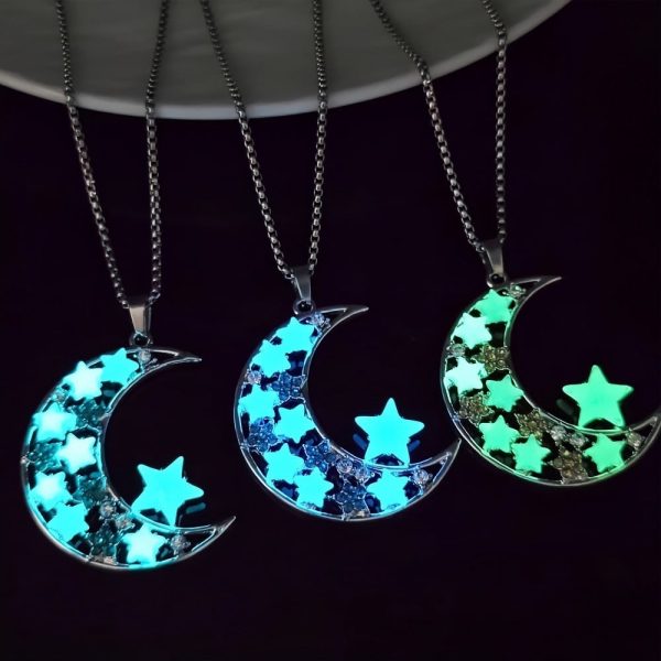 Luminous Big Moon Crescent Moon Pendant Necklace