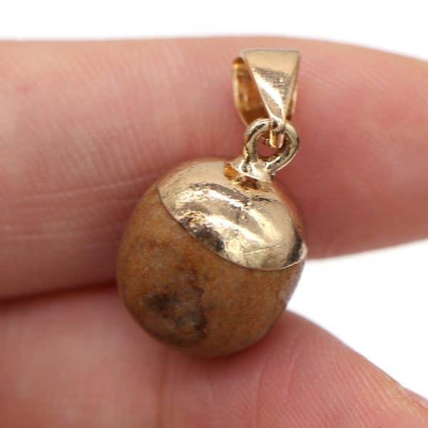 Natural Stone Semi-precious Stone Small Bean Shaped Pendant Handmade Necklace