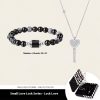 Black Agate Bracelet Small Love Lock Couple Necklace Bracelet
