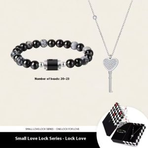 Black Agate Bracelet Small Love Lock Couple Necklace Bracelet