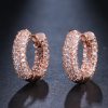 Copper Plating 18K Gold OL Circle Full Zircon Earrings