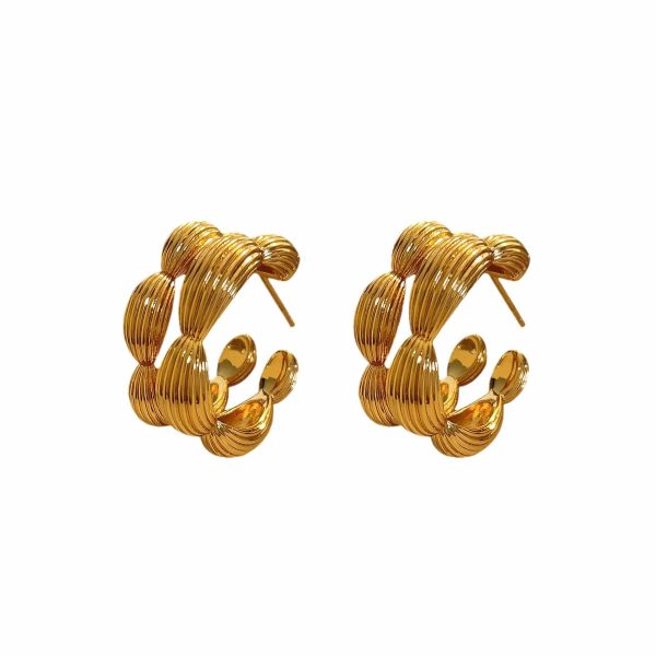 Fashion Simple Double Circle Plant Texture Ear Studs