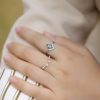 Natural Green Moss Stone Stacked S925 Silver Inlaid Agate Ring