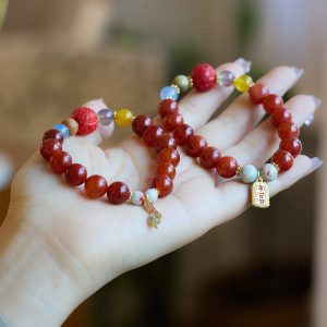 Natural Dragon Pattern Agate Bracelet Nine Purple Fire Dragon Year Zodiac