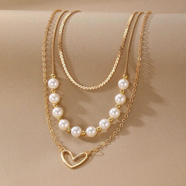 Vintage Love Heart Pearl Gold Necklace
